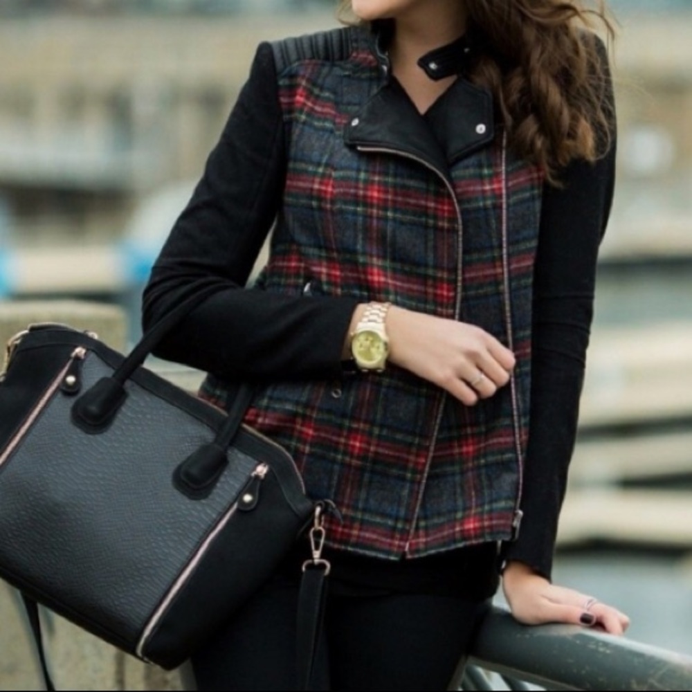 Zara plaid moto